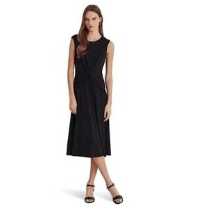 LAUREN Ralph Lauren Black Twist Front Sleeveless Midi‎ Dress Size 12 NWT